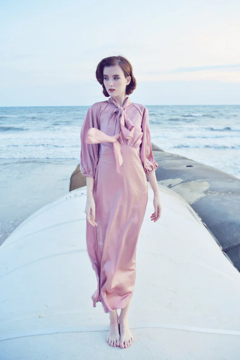 Simple Silk Midi Wedding Dress