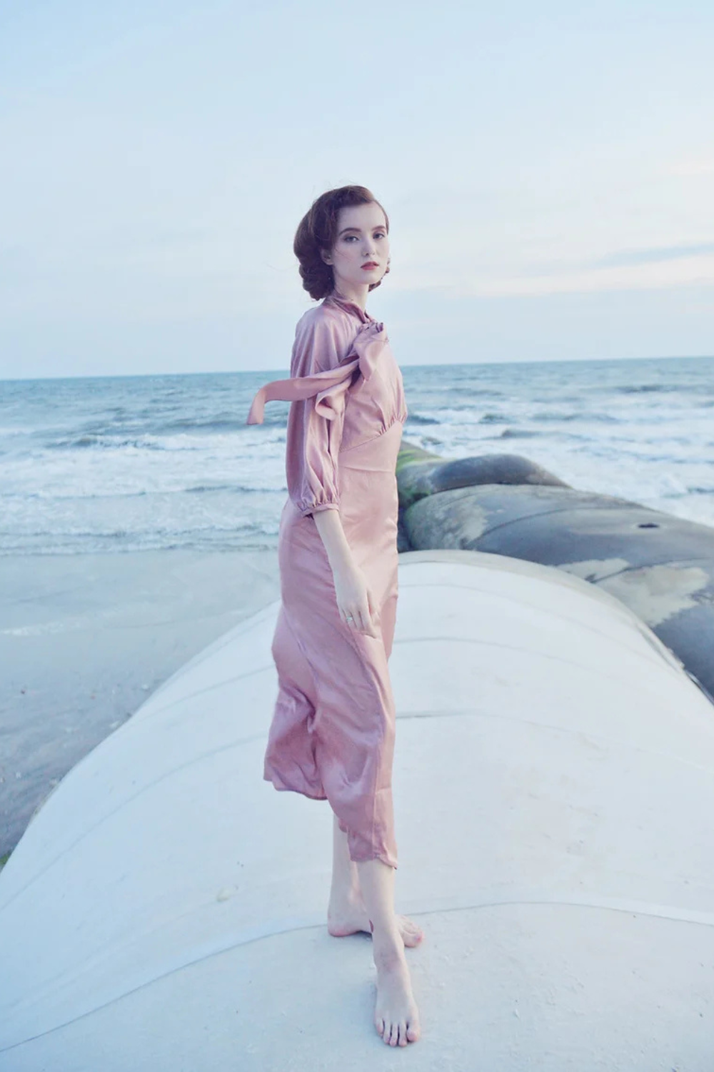 Simple Silk Midi Wedding Dress