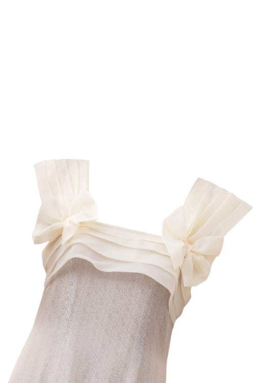 Roseline Heritage Mulberry Silk Midi Dress with Structured Silk Organza Details