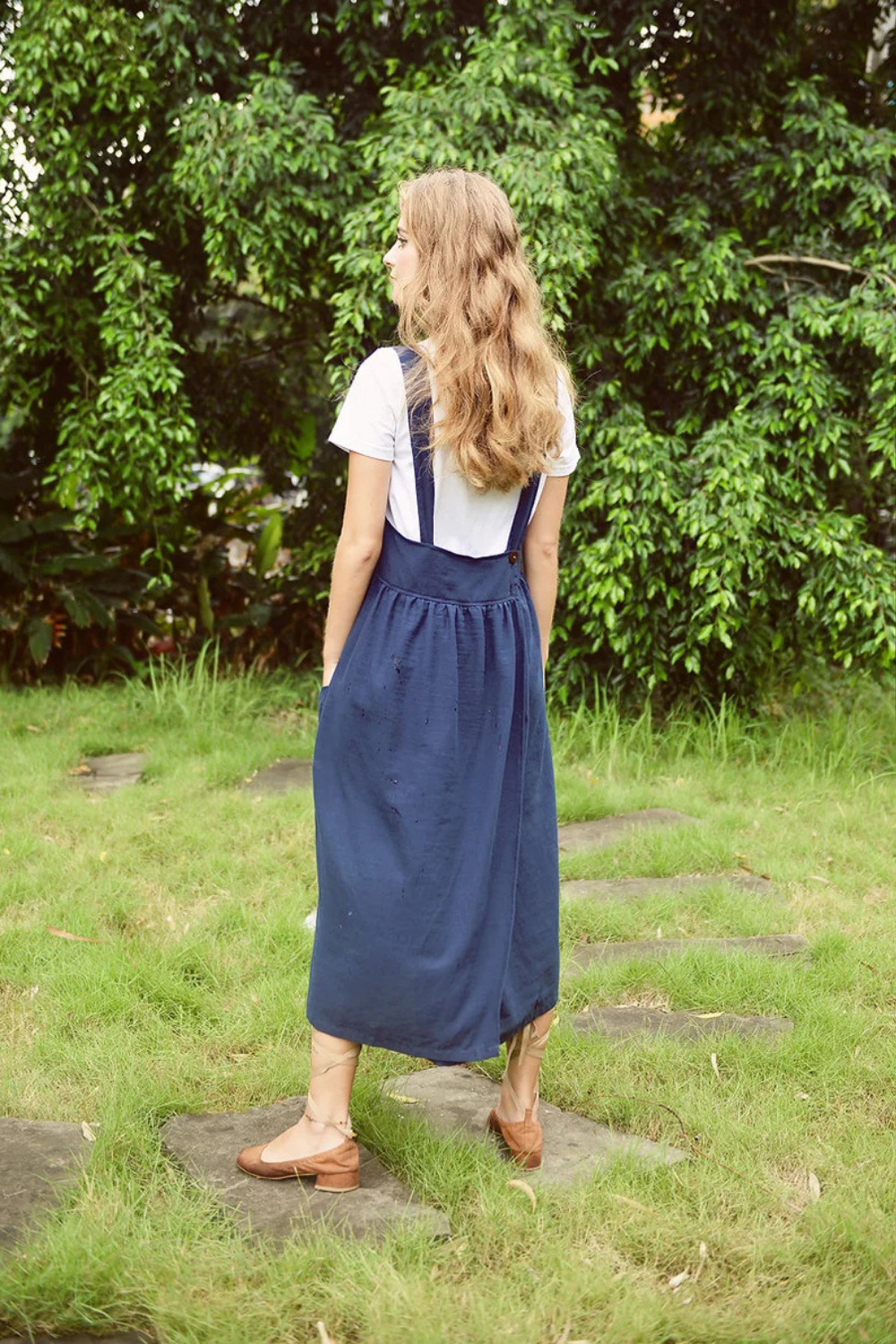 Linen Midi Apron Dress - Women Summer Dress - Organic Cotton Apron - Organic Clothing