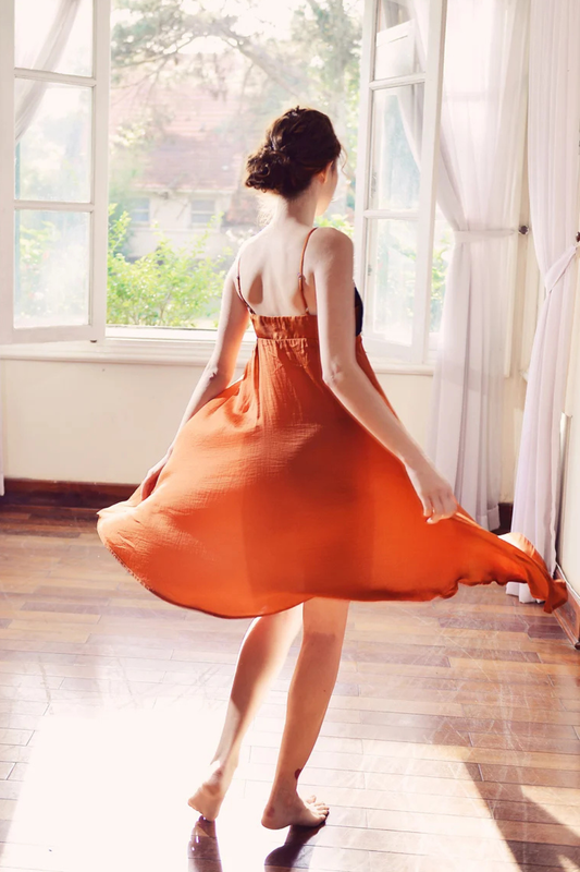 Burnt Orange Dress - Silk Slip Dress - Silk Sleepwear - Silk Slip Rust
