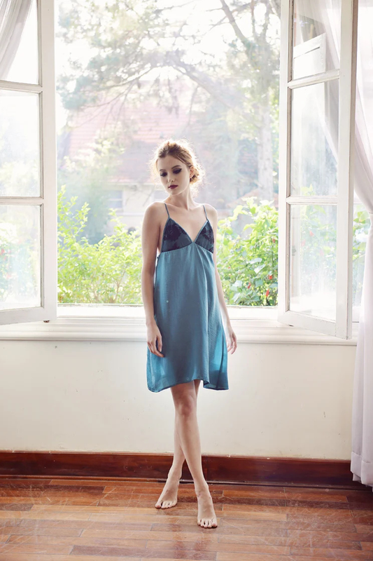 Silk Dress Blue - Silk Slip Dress - Silk Sleepwear