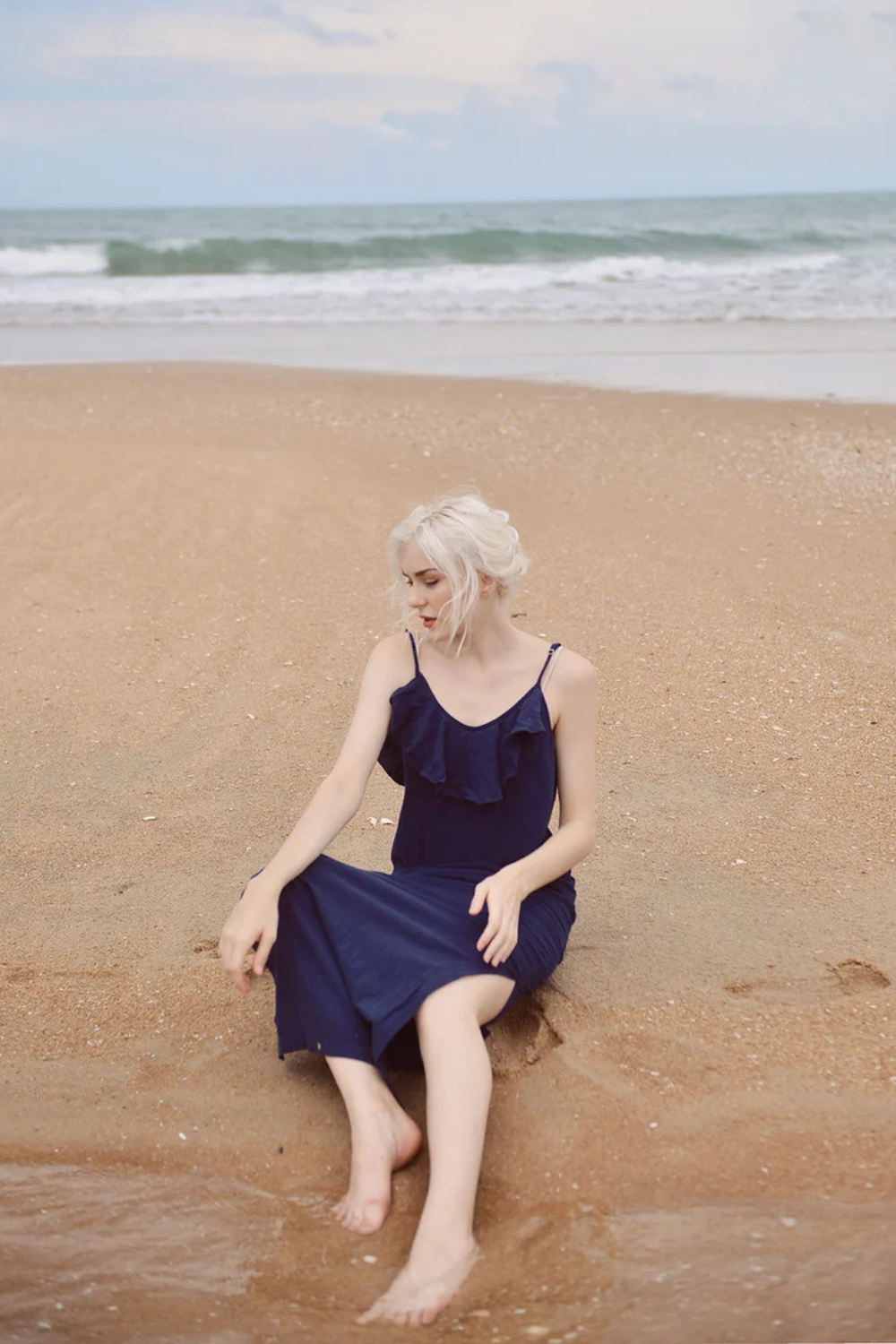 Lowback Linen Dress - Long Linen Dress - Linen Cotton Slip - Sides Slit Dress