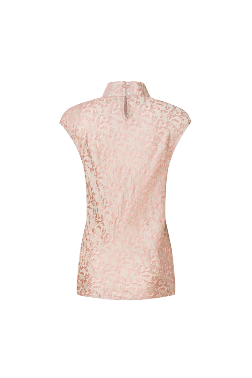 Valérie Heritage Mulberry Silk Blouse with Rose Gold Brocade
