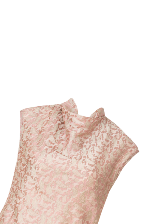 Valérie Heritage Mulberry Silk Blouse with Rose Gold Brocade