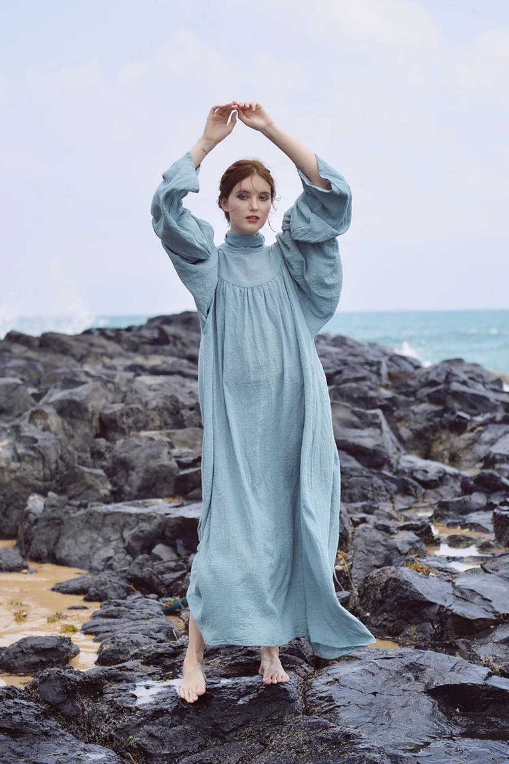 Beatrice Edwardian Linen Gauze Kaftan Dress