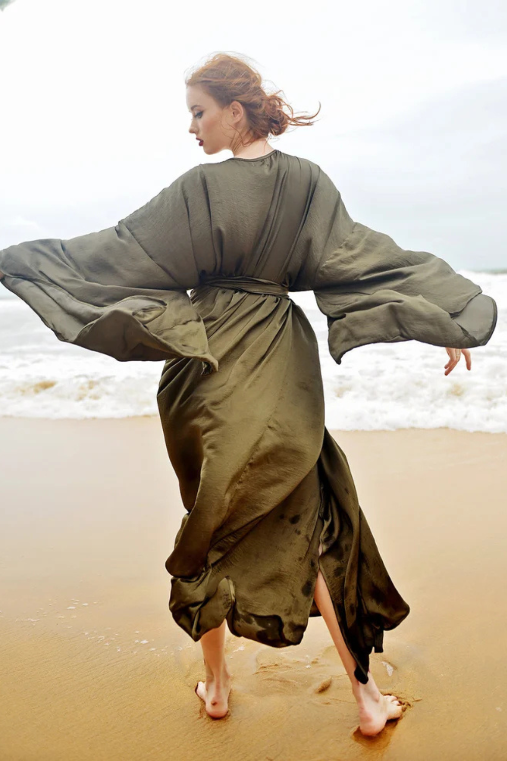 Silk Robe with Kimono Sleeves Floor Length
