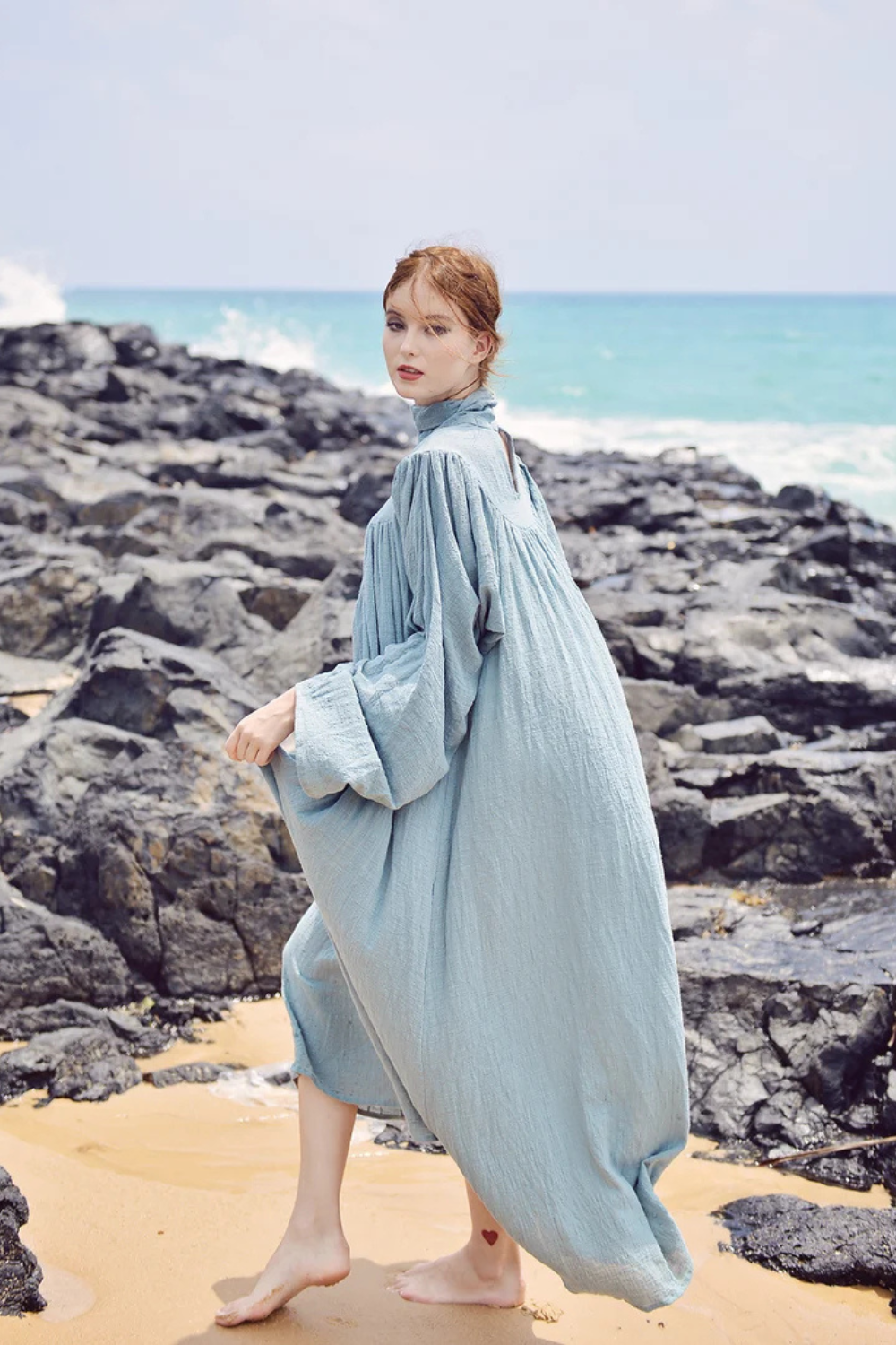 Beatrice Edwardian Linen Gauze Kaftan Dress