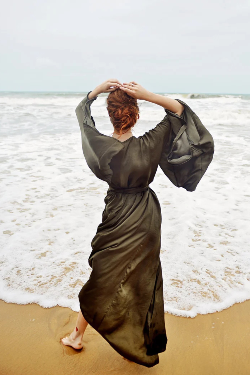 Silk Robe with Kimono Sleeves Floor Length