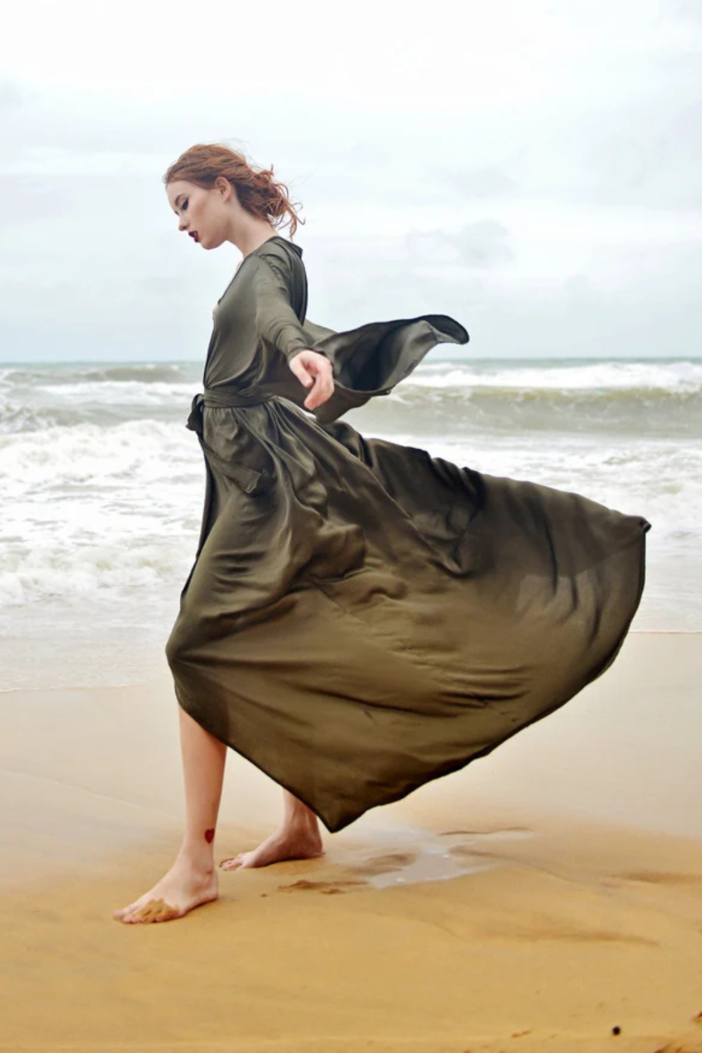 Silk Robe with Kimono Sleeves Floor Length