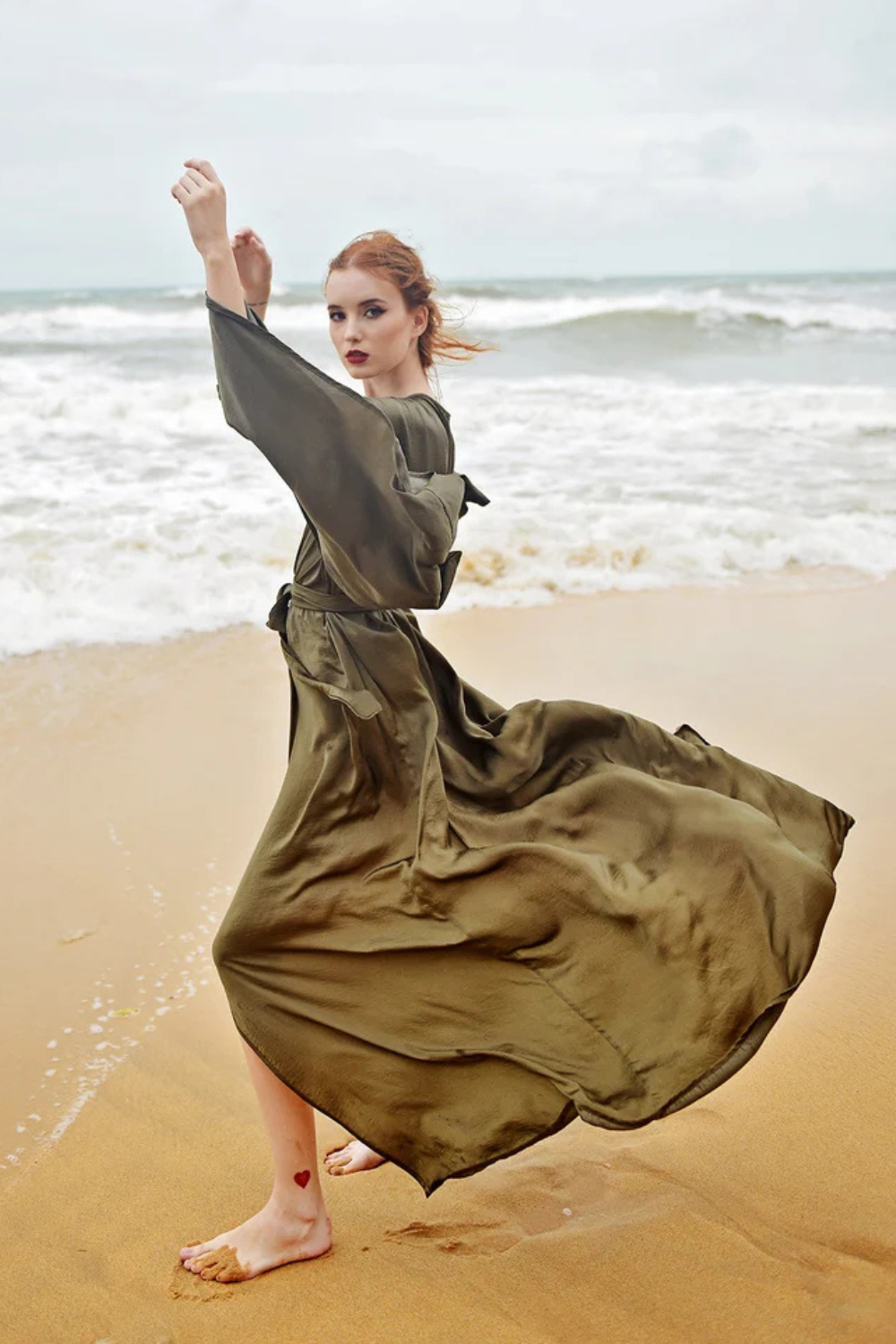 Silk Robe with Kimono Sleeves Floor Length