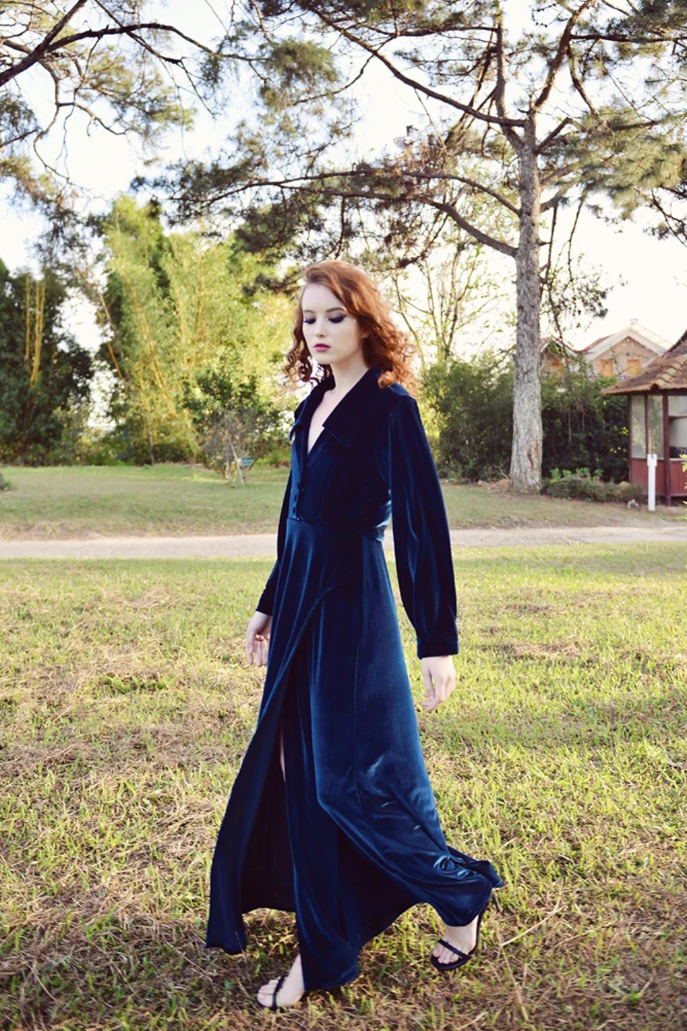 Velvet Dress - Velvet Dressing Gown - Long Dress Women