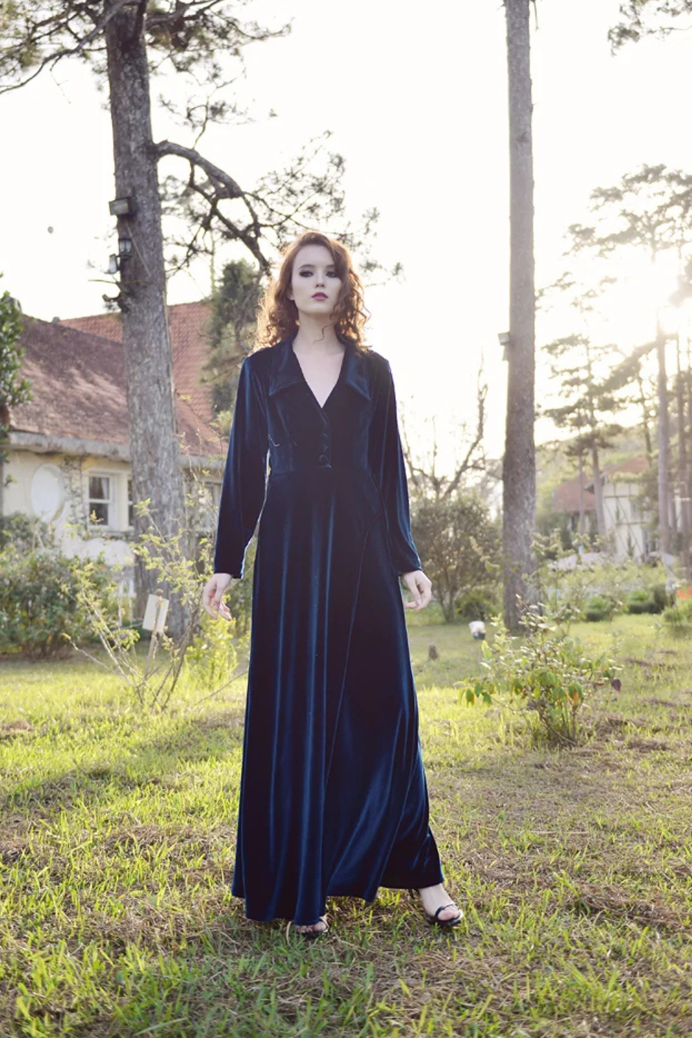Velvet Dress - Velvet Dressing Gown - Long Dress Women