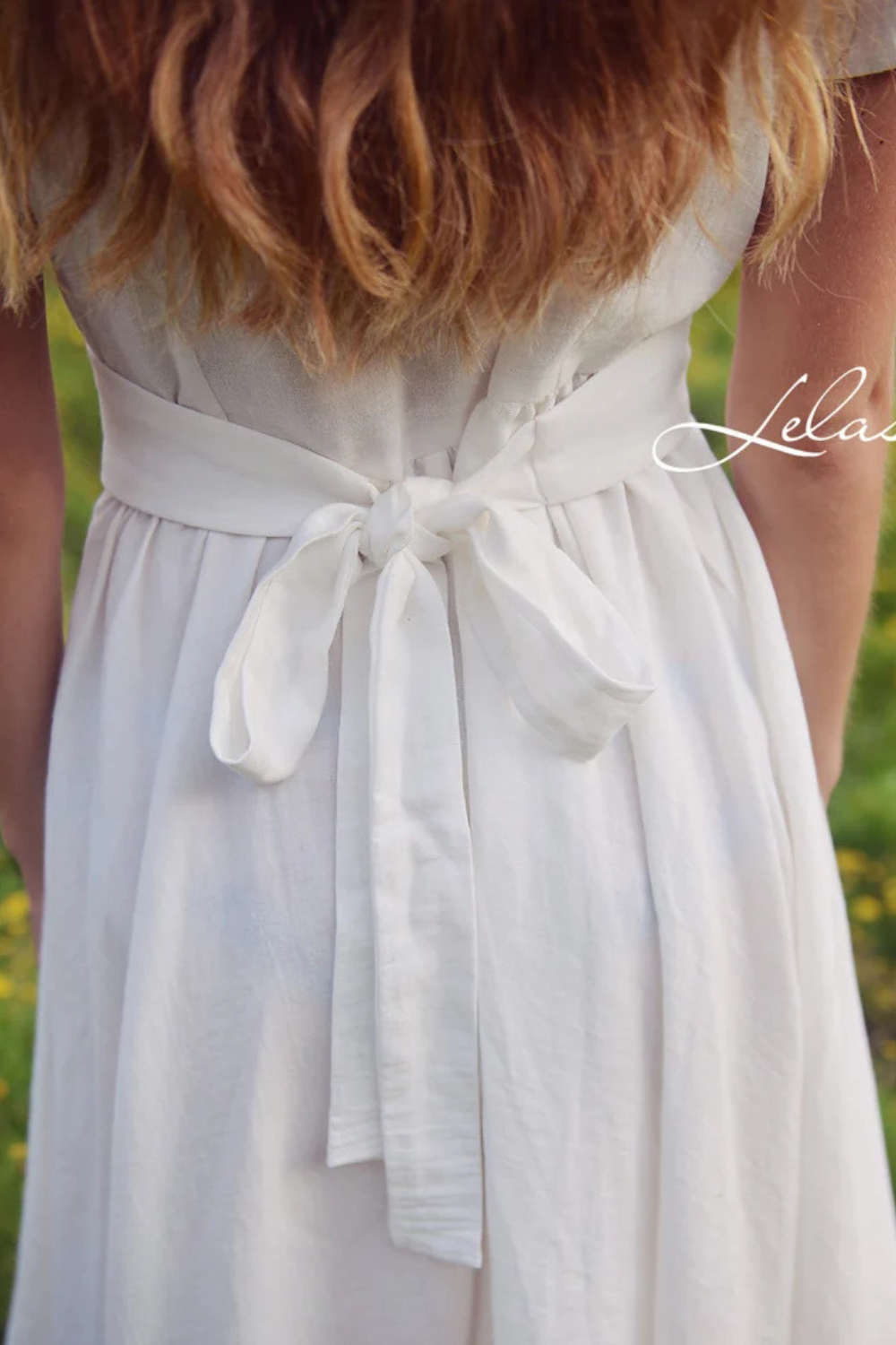 Summer Midi Linen Dress - Linen Dress with Collar - Midi Cotton Dress - Women White Midi Dress - Organic Cotton Clothing