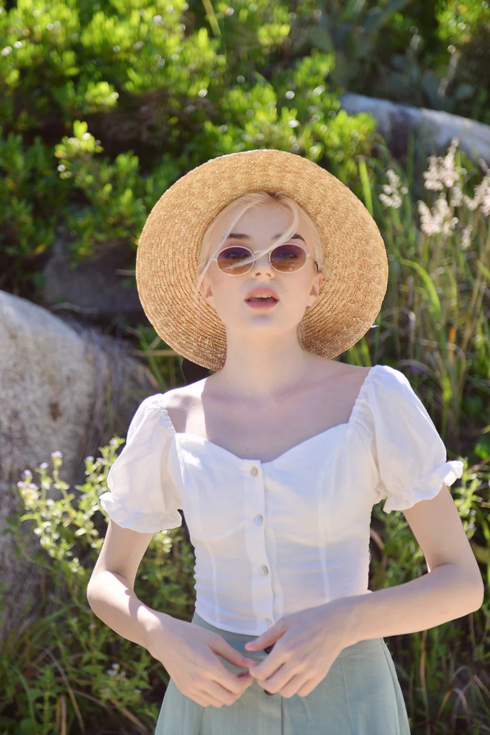Linen Milkmaid Crop Top with Sleeves