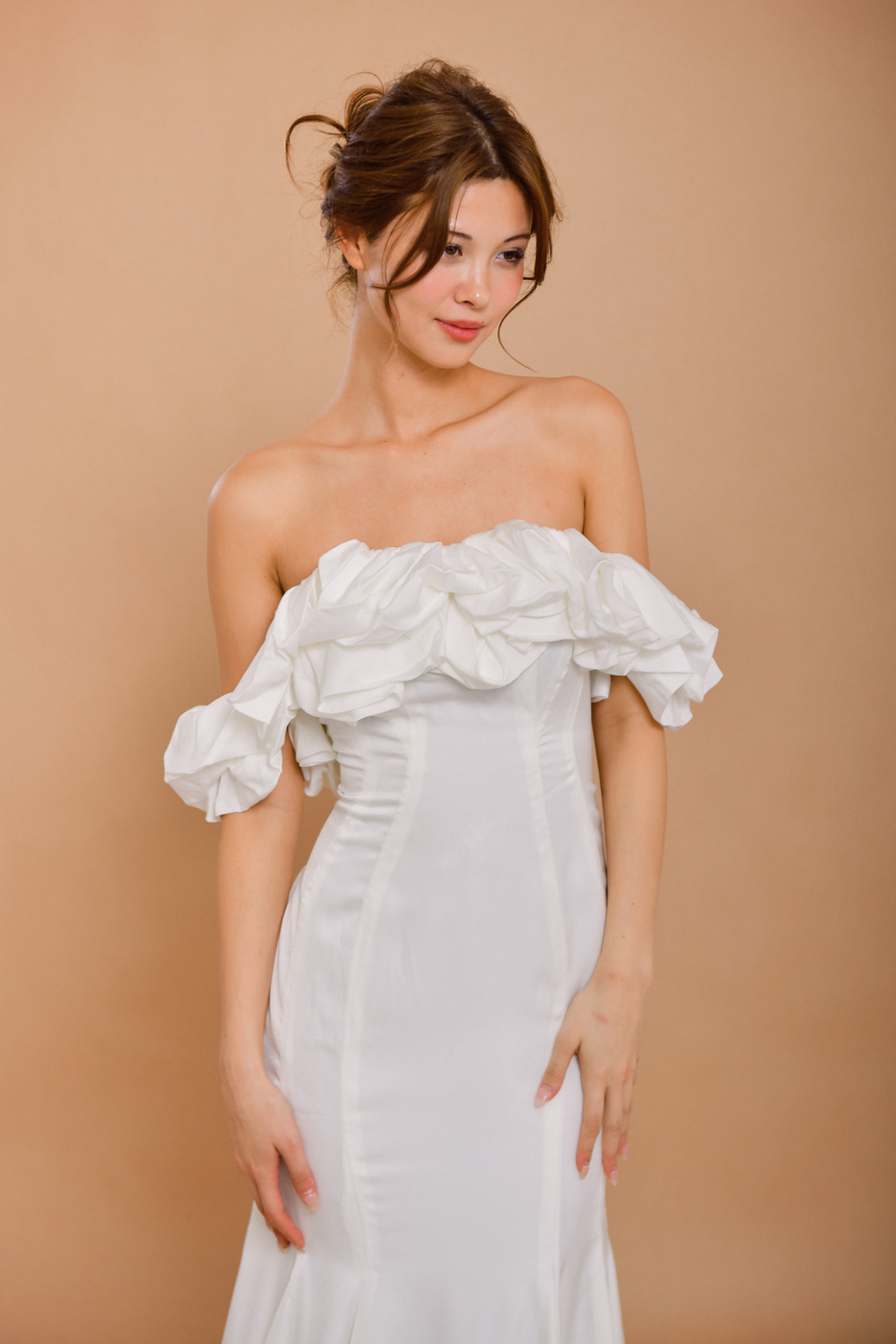 GISELLE Off-The-Shoulder Silk Wedding Dress