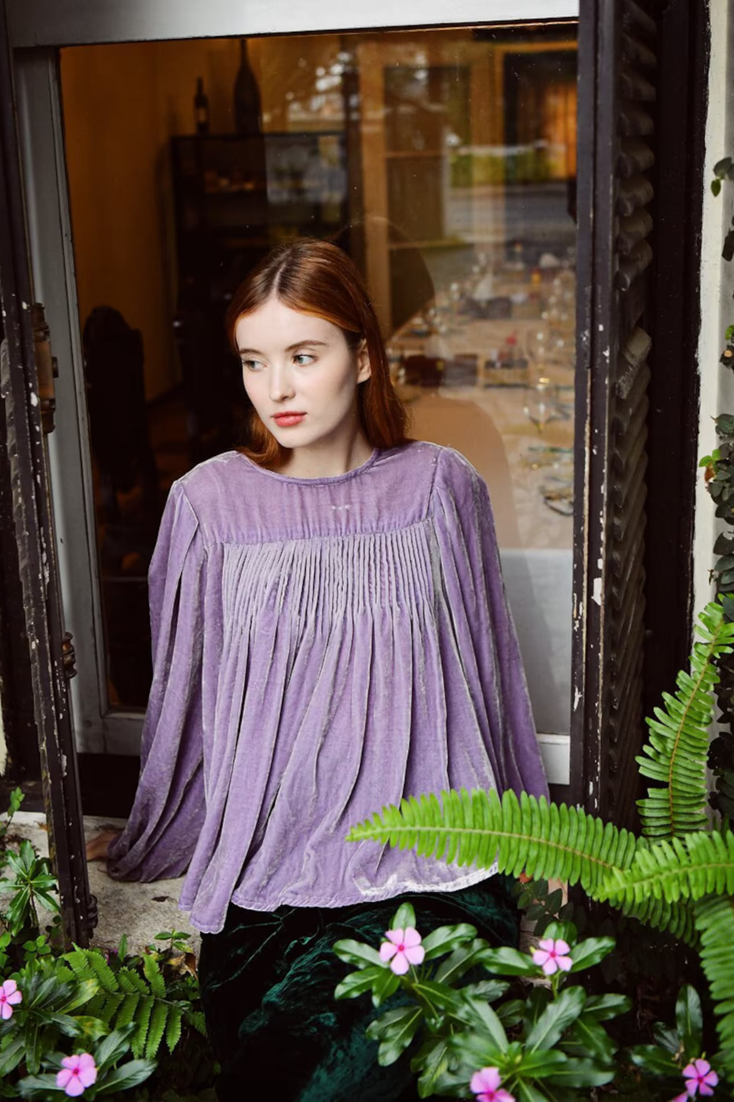 AMETHYST Long Sleeve Velvet Blouse