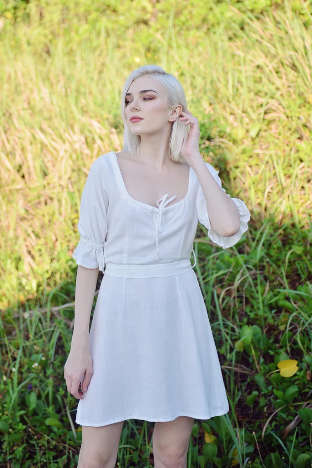 Linen Fit and Flare Mini Dress