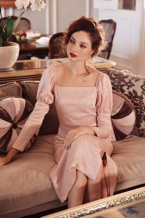 ELOISE Puff Sleeve Silk Gown