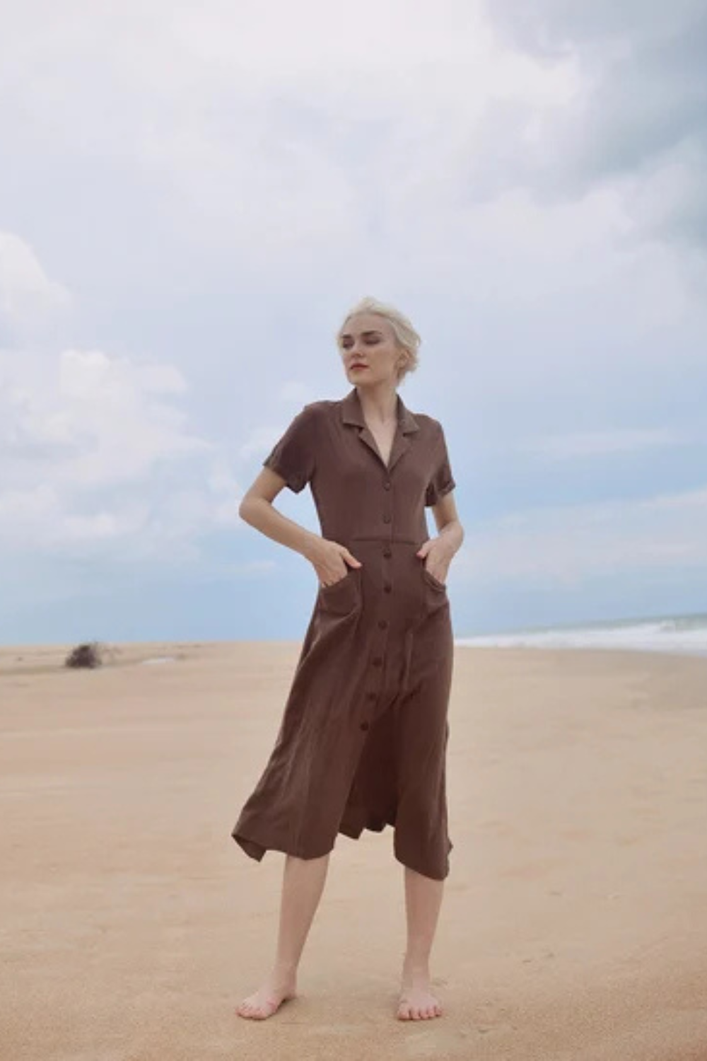 Linen Shirt Dress with Pockets