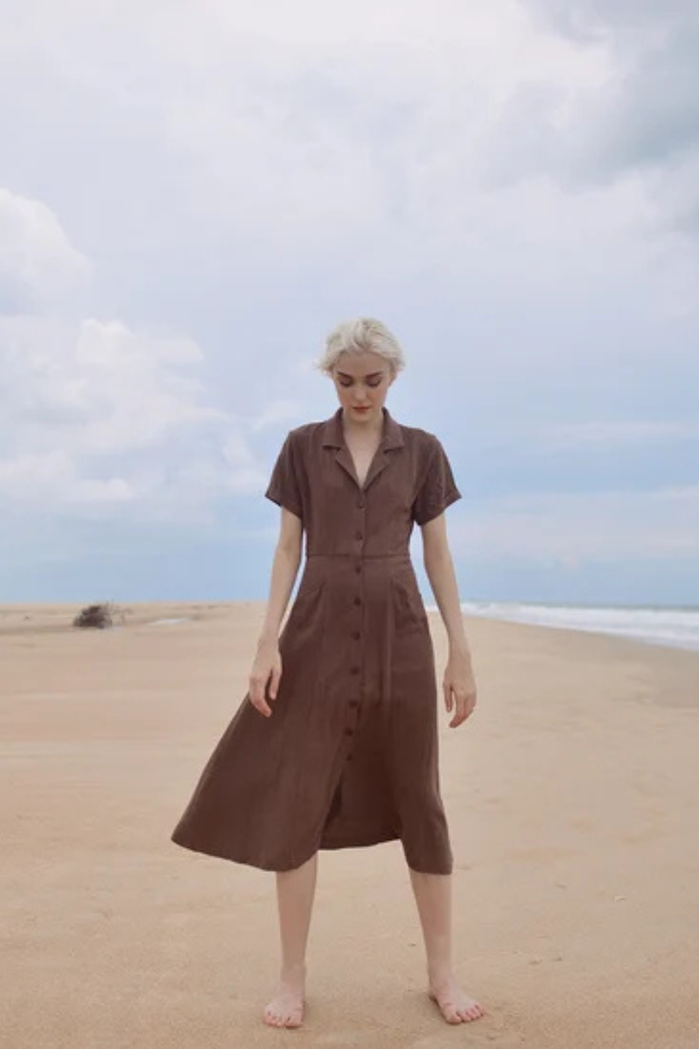 Linen Shirt Dress with Pockets