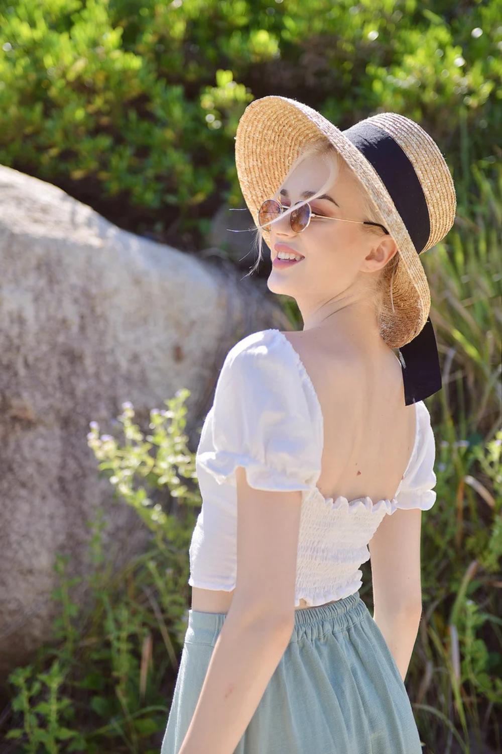 Linen Milkmaid Crop Top with Sleeves