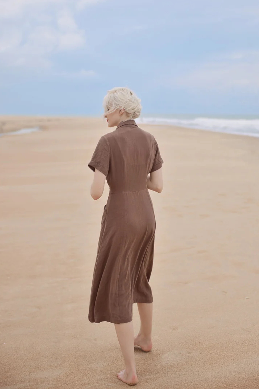 Linen Shirt Dress with Pockets