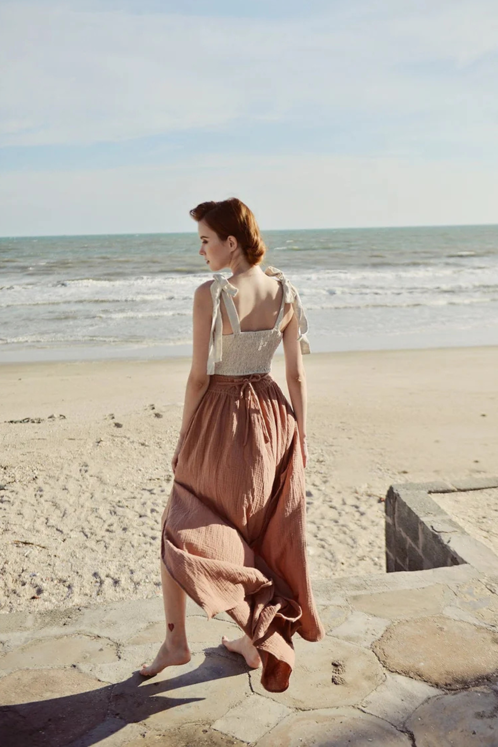 Linen Maxi Skirt with Adjustable Waist
