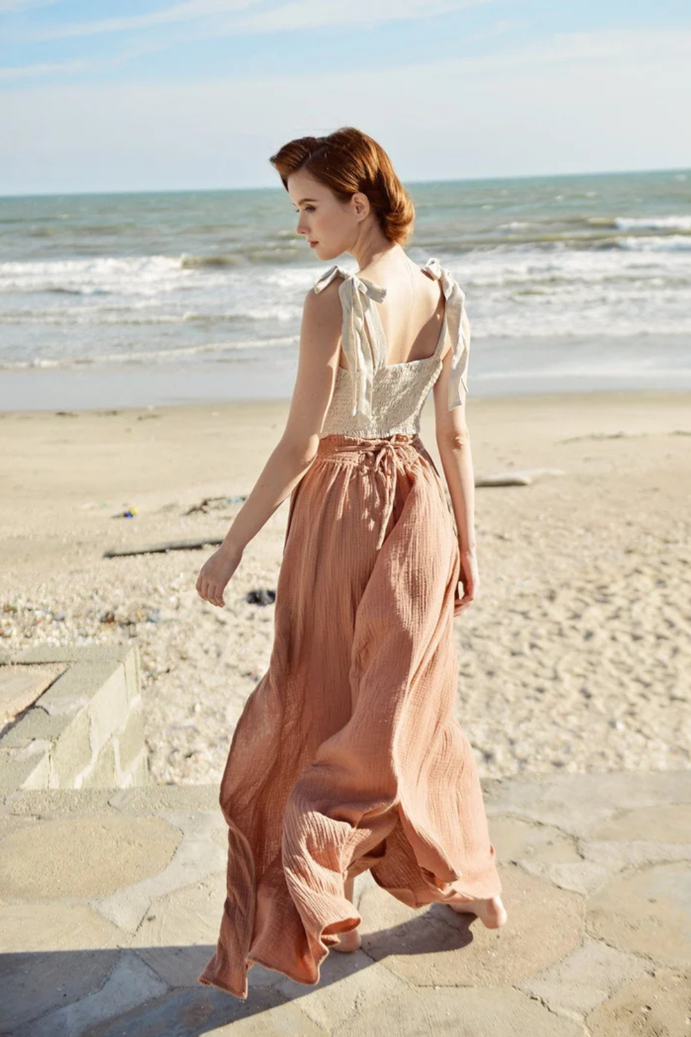 Linen Maxi Skirt with Adjustable Waist
