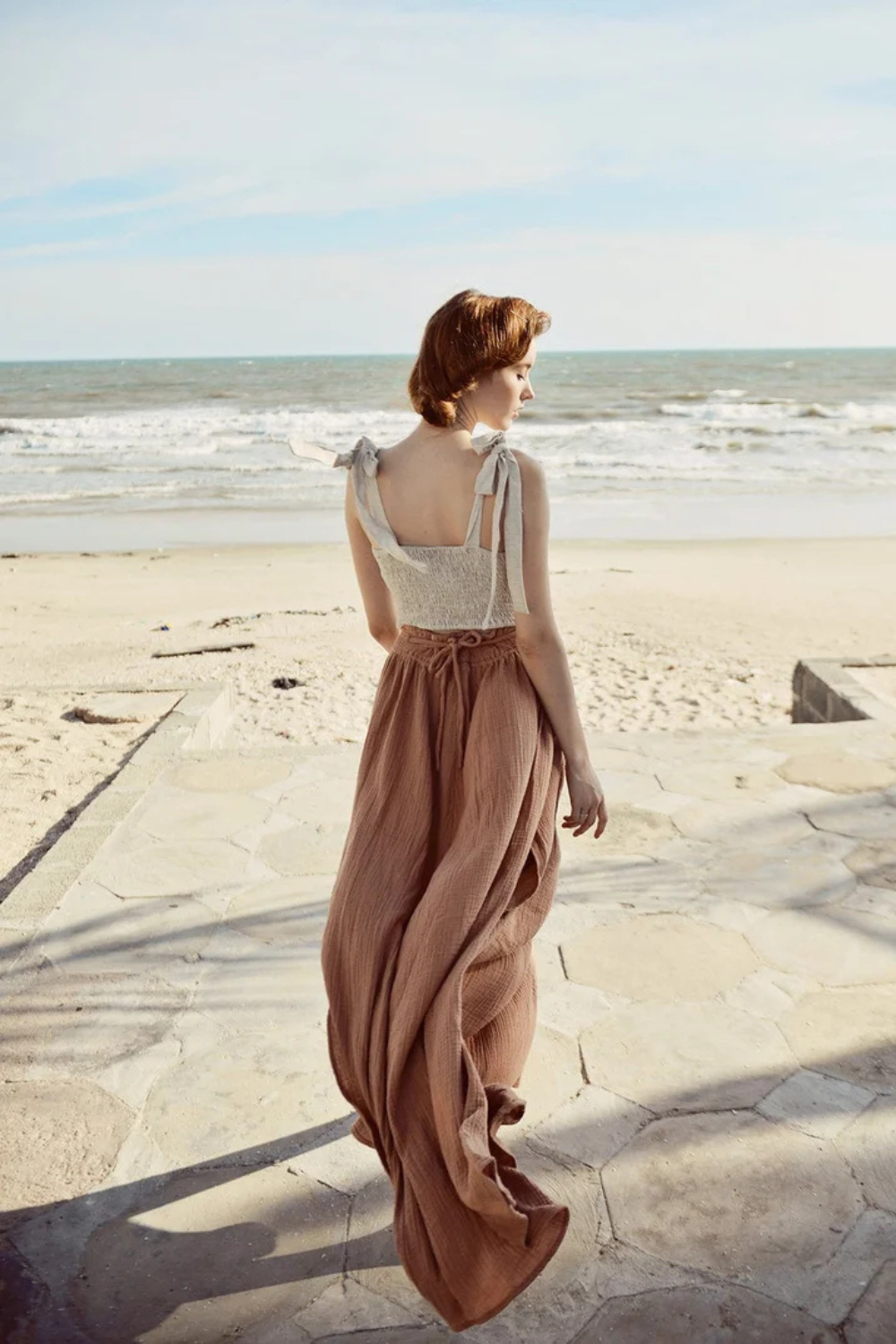 Linen Maxi Skirt with Adjustable Waist