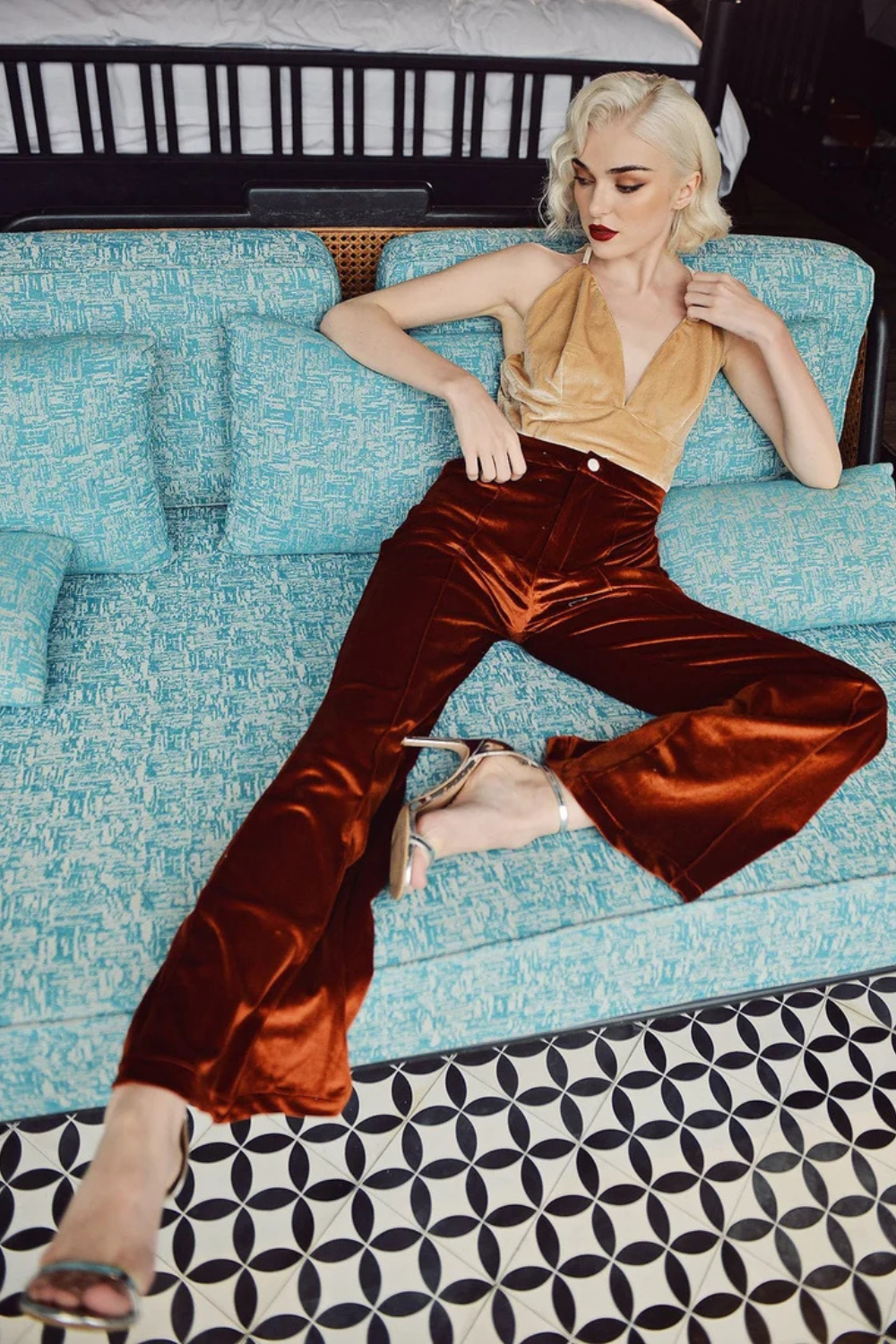 Flare Pants Velvet - Winter Bell Bottoms - High waisted Pants