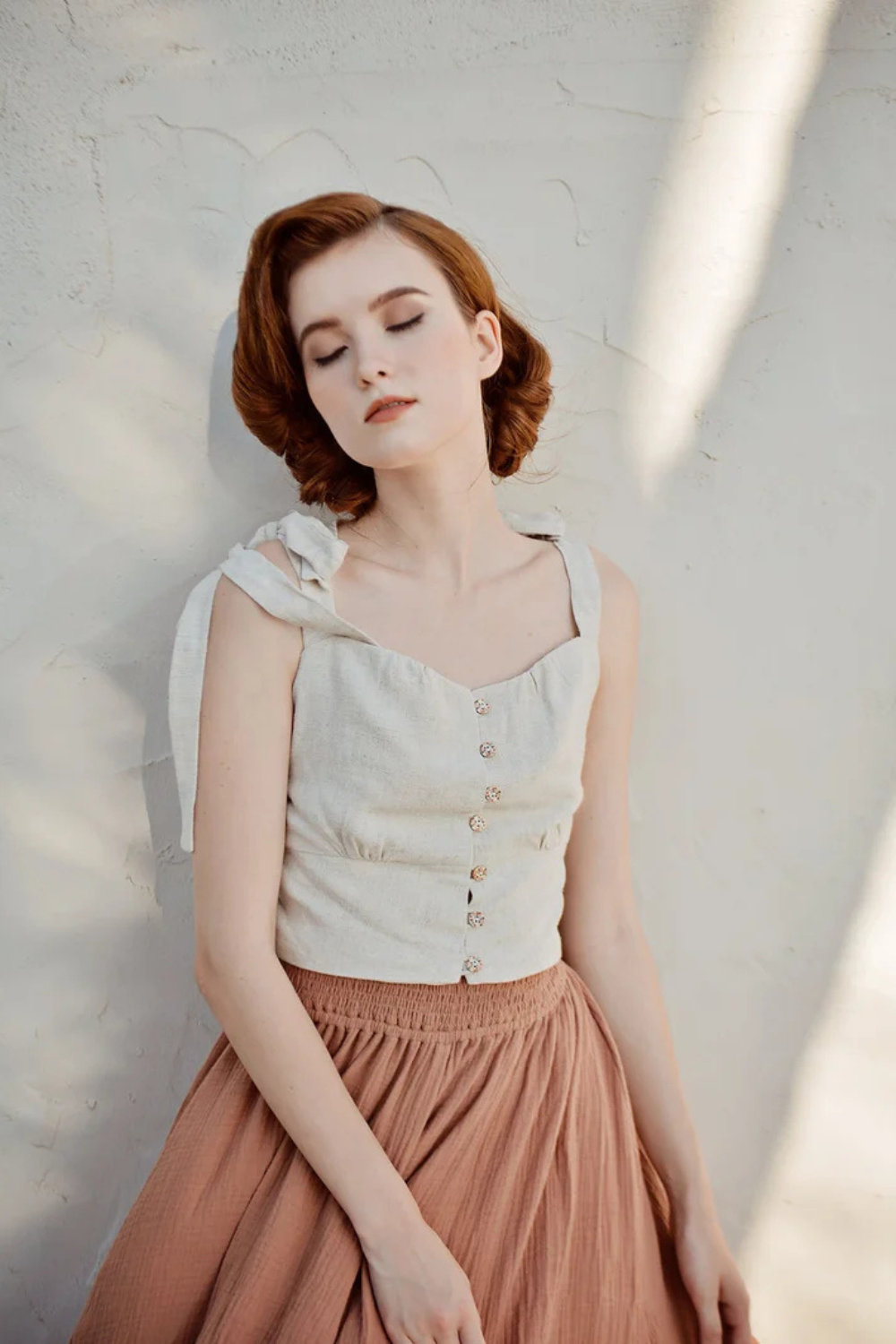 Sleeveless Linen Crop Top