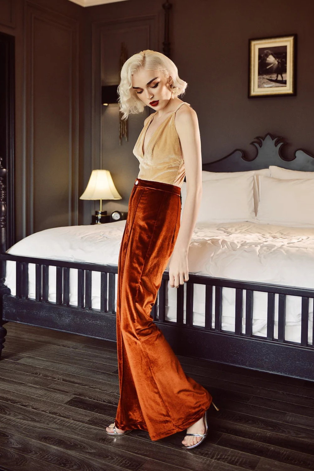 Flare Pants Velvet - Winter Bell Bottoms - High waisted Pants