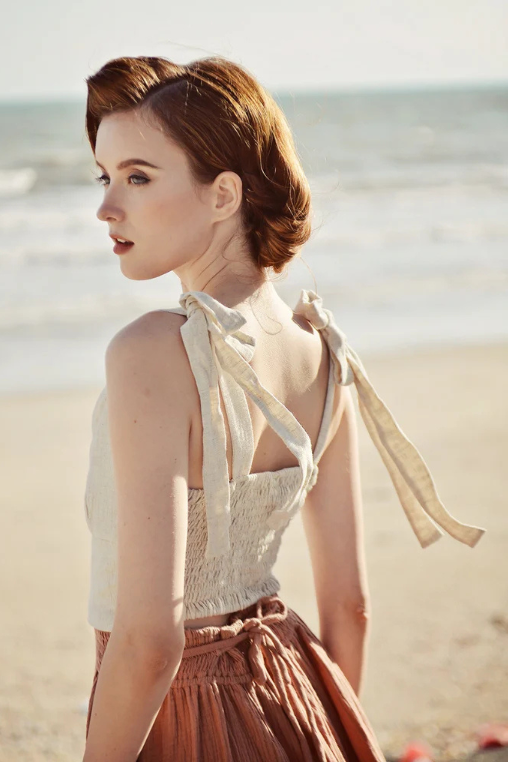 Sleeveless Linen Crop Top