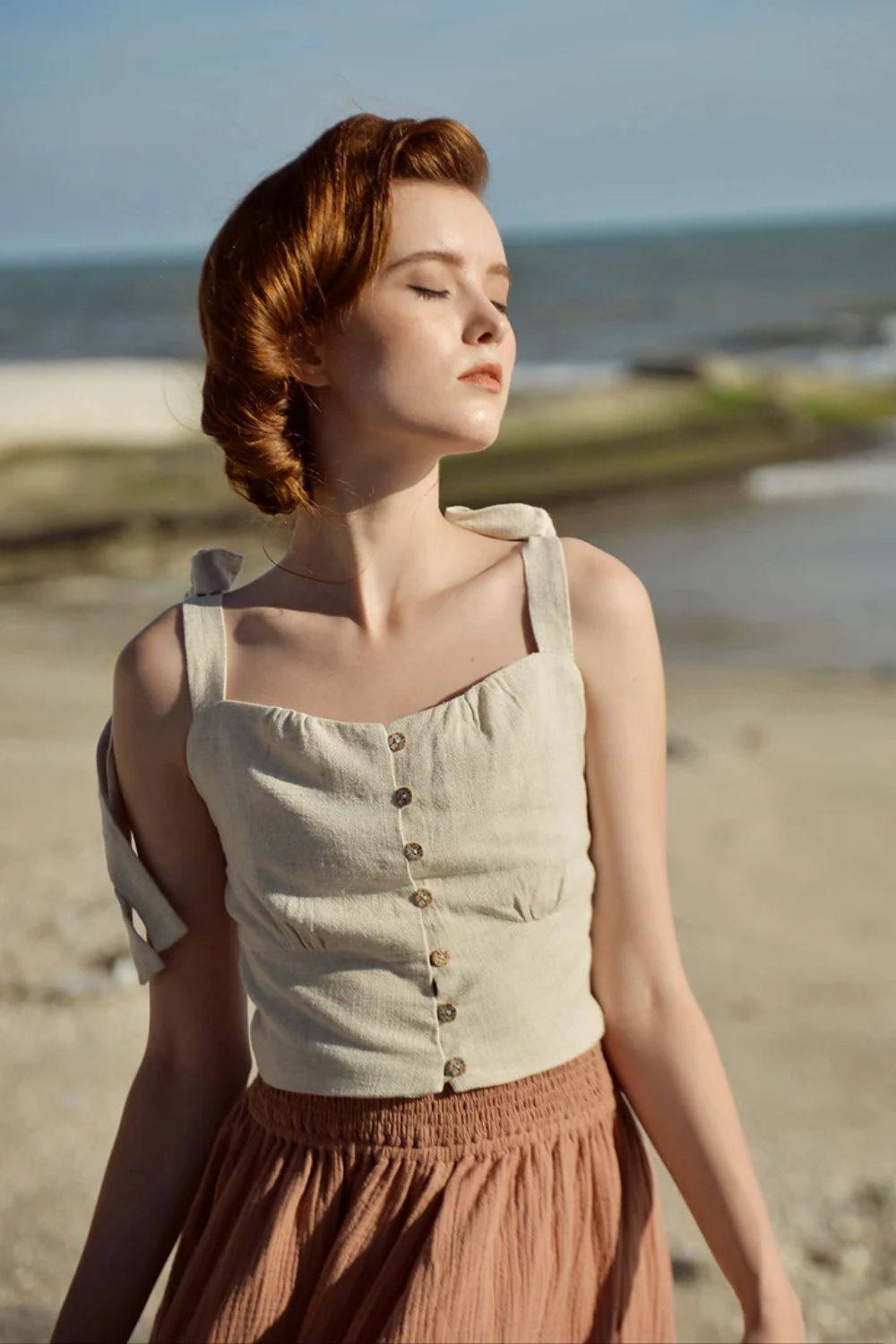 Sleeveless Linen Crop Top