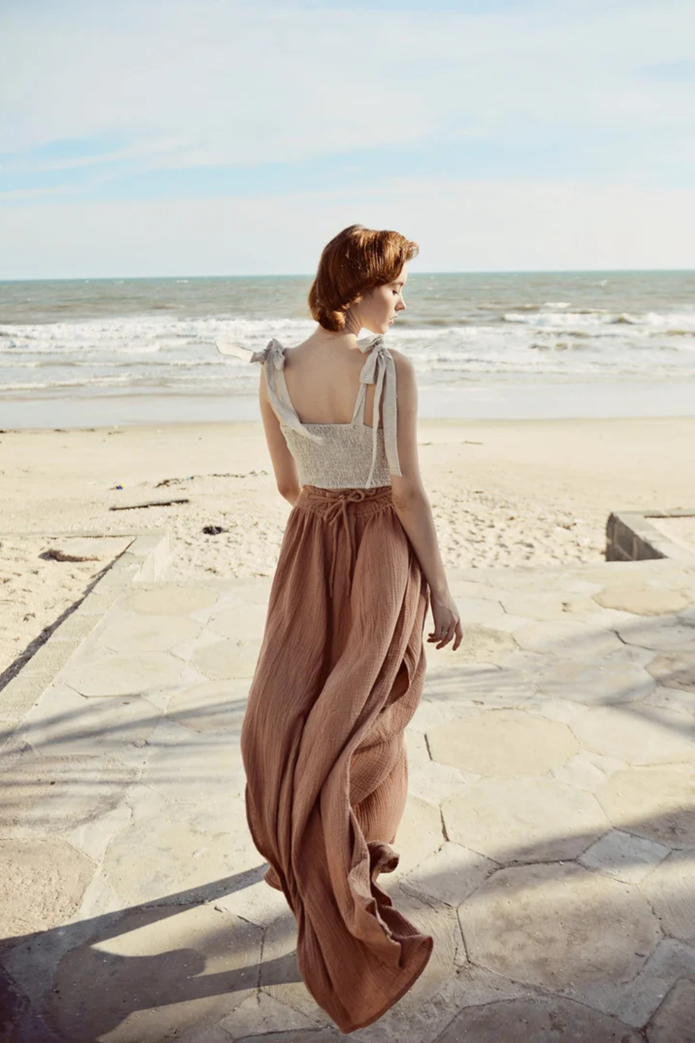 Sleeveless Linen Crop Top