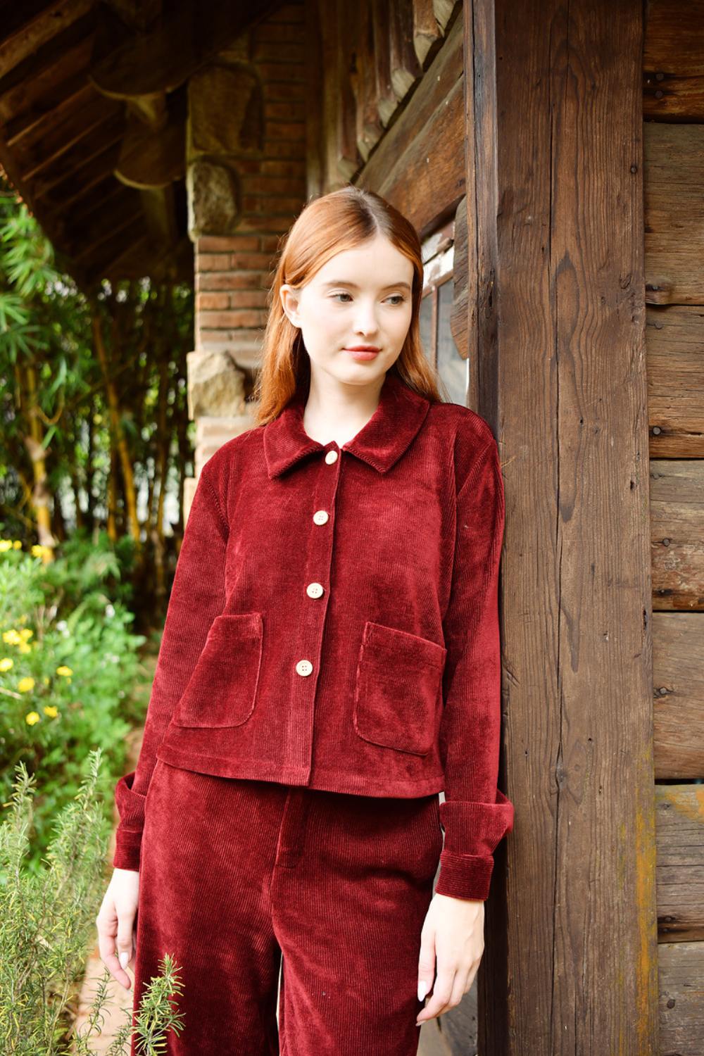 Corduroy Cropped Jacket for Women, Cottagecore Vintage Jacket