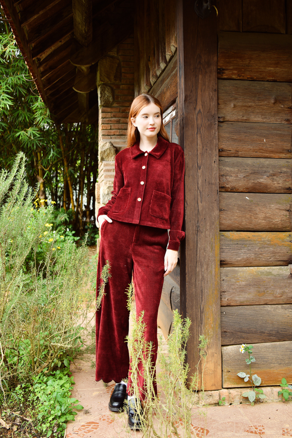 Corduroy Cropped Jacket for Women, Cottagecore Vintage Jacket