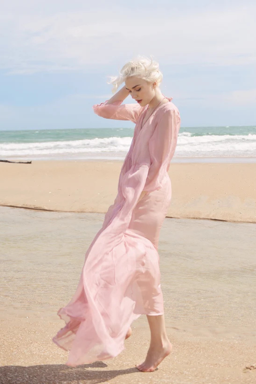 Sheer Silk Long Dress - Maternity Dress for Photoshoot - Sheer Silk Beach Cover up - Sheer Long Dress - Lelasilk