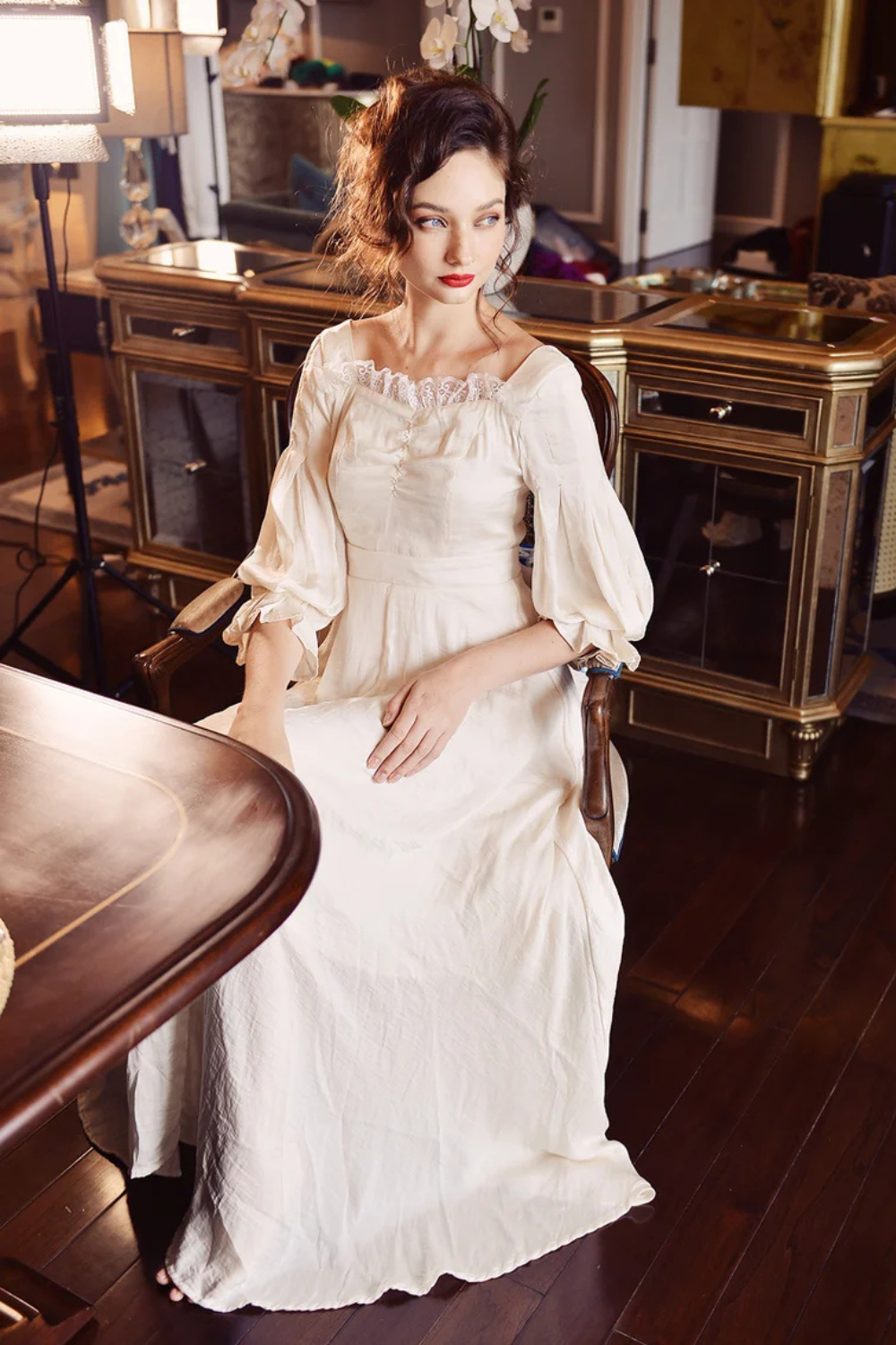 Silk Dress Beige - Silk Nightgown Women - Silk Dress Long