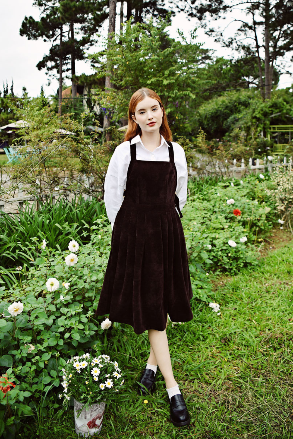 Corduroy Pinafore Dress for Women, Cottagecore Overall Dress