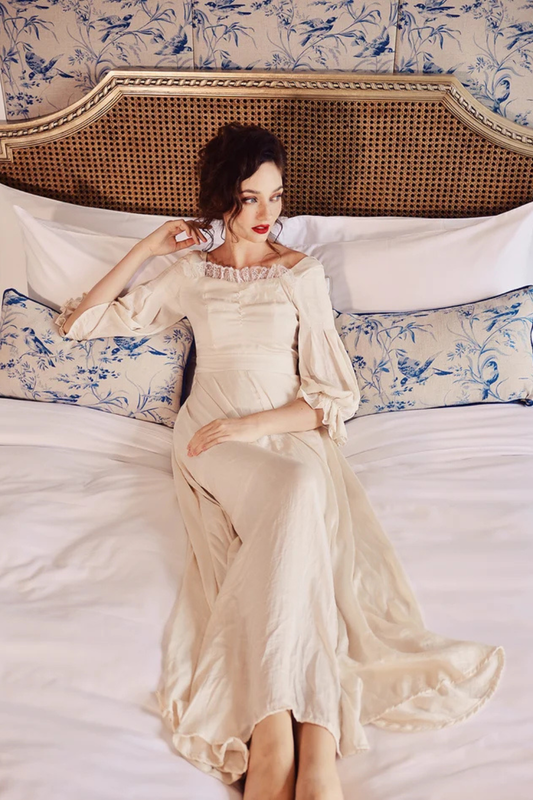 Romantic Silk Ruffle Maxi Dress