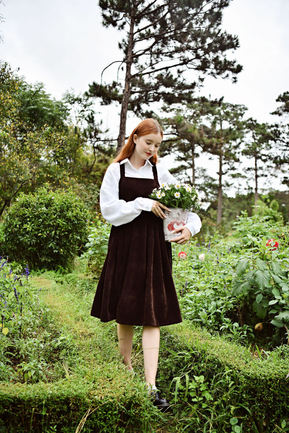 Corduroy Pinafore Dress for Women, Cottagecore Overall Dress