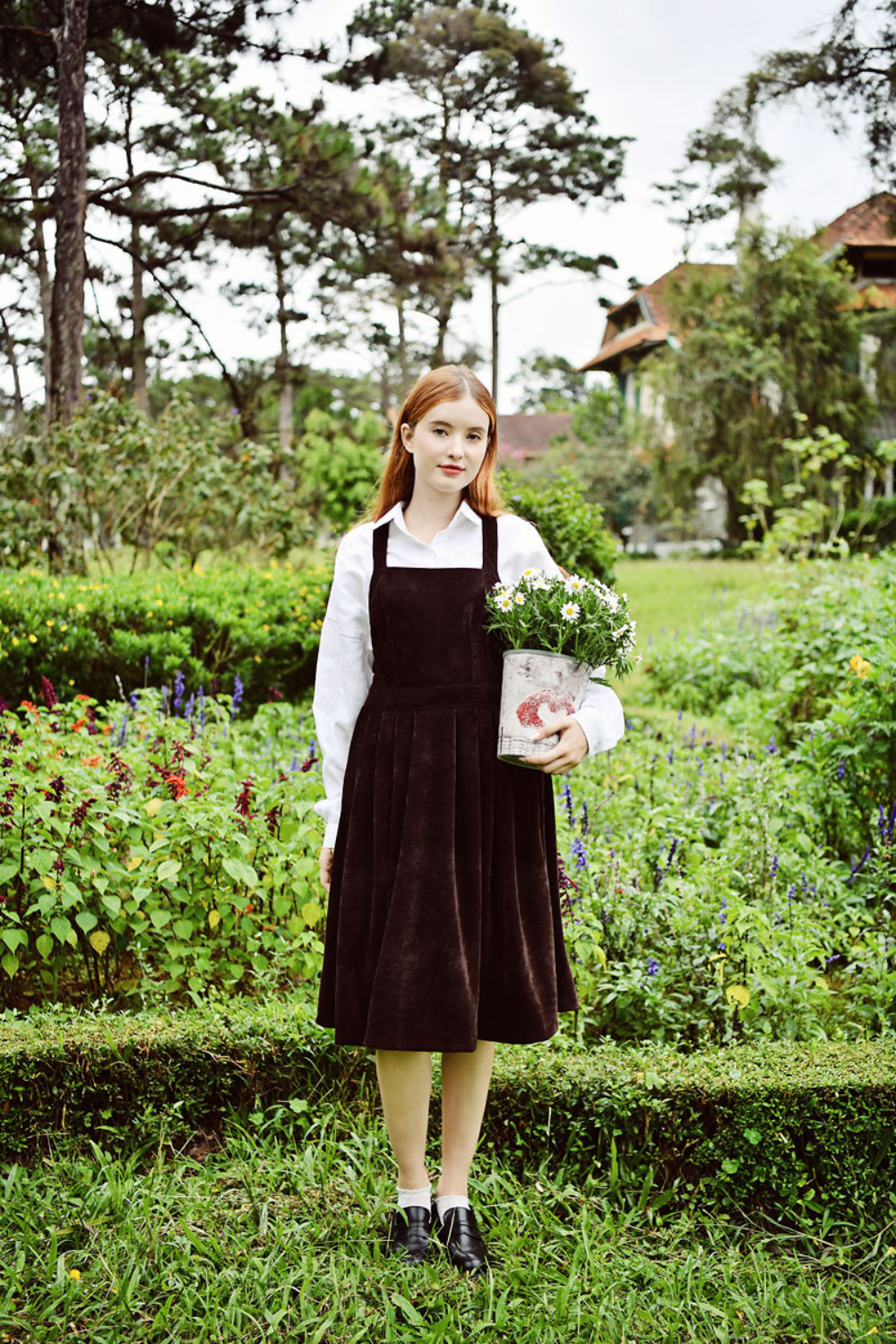 Corduroy Pinafore Dress for Women, Cottagecore Overall Dress