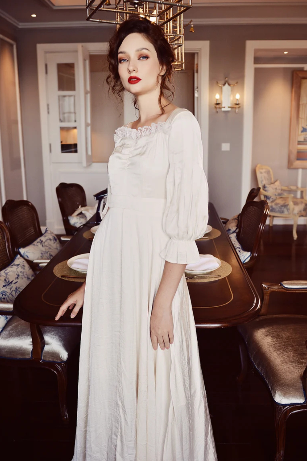 Silk Dress Beige - Silk Nightgown Women - Silk Dress Long