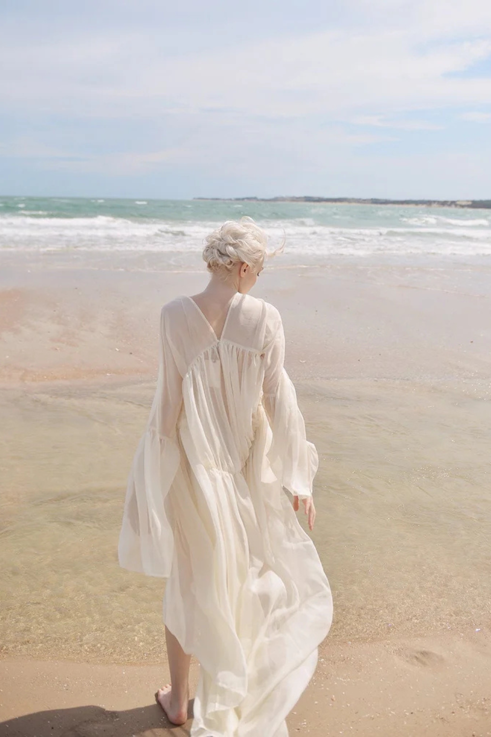 Maternity Sheer Gown - Silk Peignoir - Sheer Robe for Women - Sheer Silk Robe