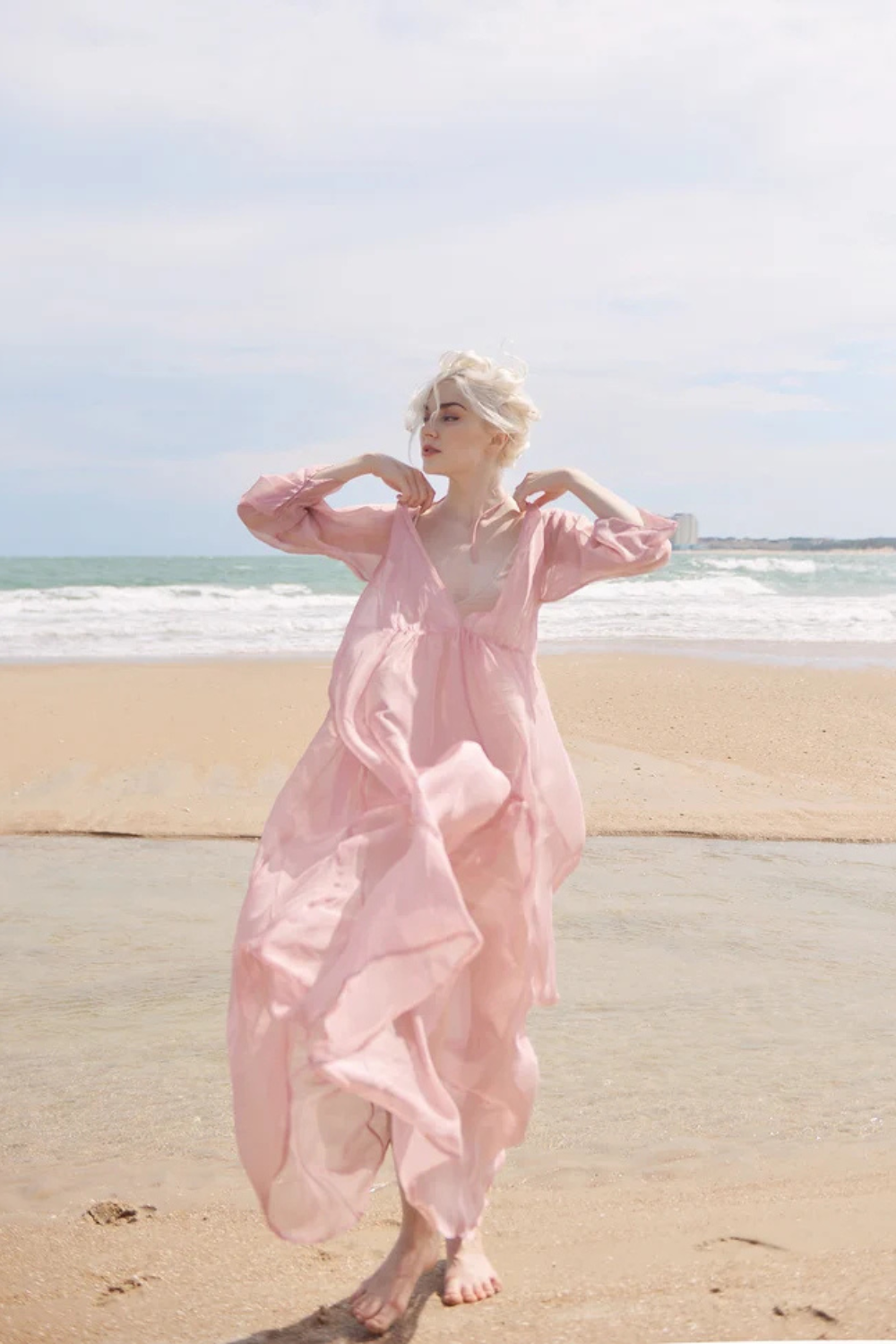 Sheer Silk Long Dress - Maternity Dress for Photoshoot - Sheer Silk Beach Cover up - Sheer Long Dress - Lelasilk