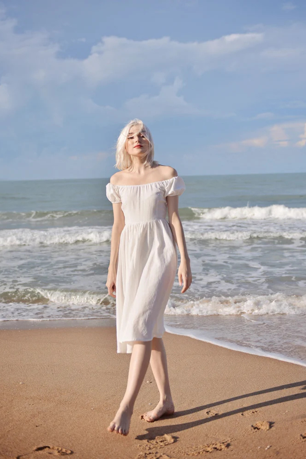Layla Linen Beach Dress – Cottagecore Summer Midi Dress for Princesscore Aesthetic