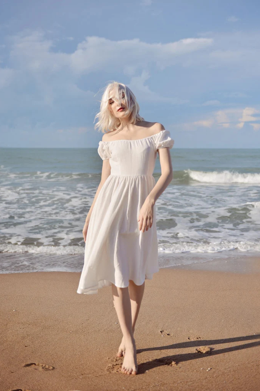 Layla Linen Beach Dress – Cottagecore Summer Midi Dress for Princesscore Aesthetic