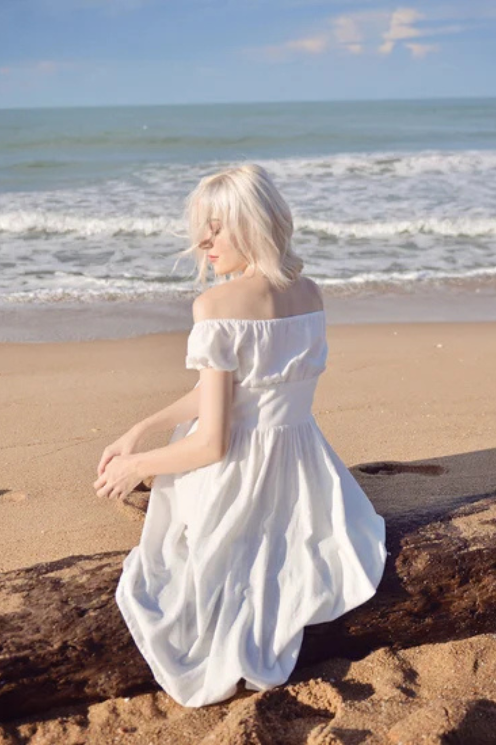 Layla Linen Beach Dress – Cottagecore Summer Midi Dress for Princesscore Aesthetic